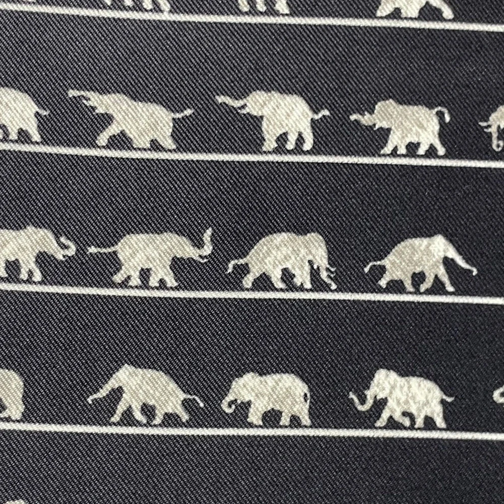 Jim Thompson Silk Scarf Elephant Print Navy Blue Red Border Square Scarf Animal